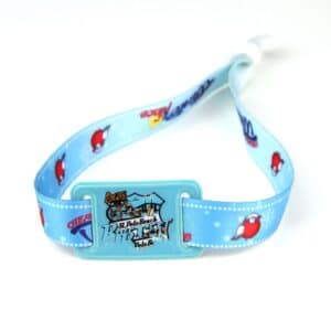 light blue rfid soft wristband made of woven fabric